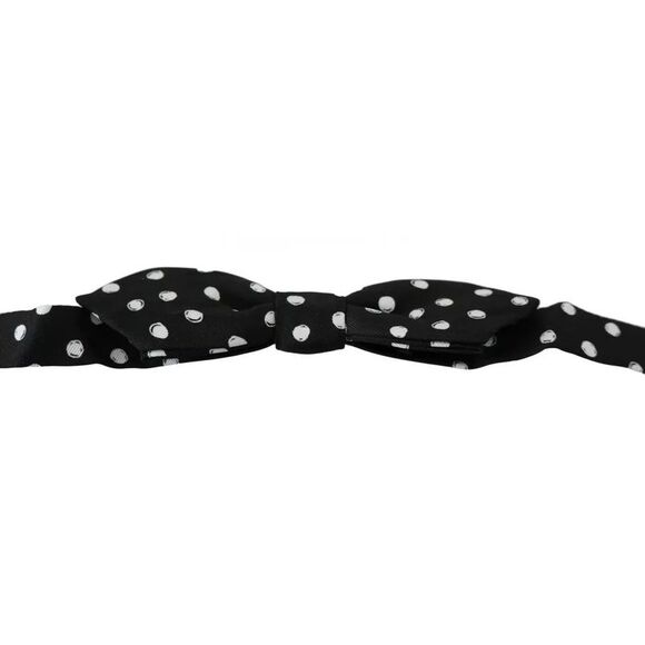 Dolce & Gabbana Black Polka Dots Adjustable Neck Bow Men's Tie